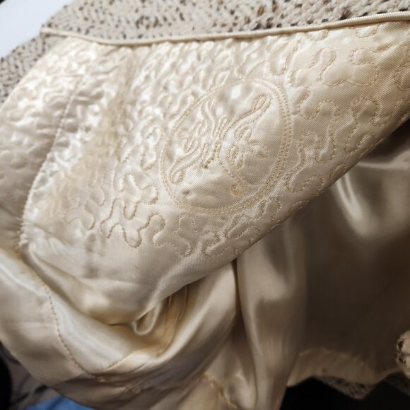 Vintage Handmade Double Breasted Speckled Herringbone Beige Peacoat Small - Picture 12 of 13